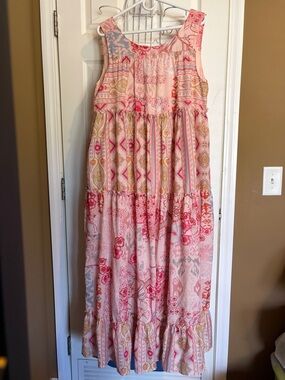 DAVI & DANI Pink Floral Boho Maxi Dress